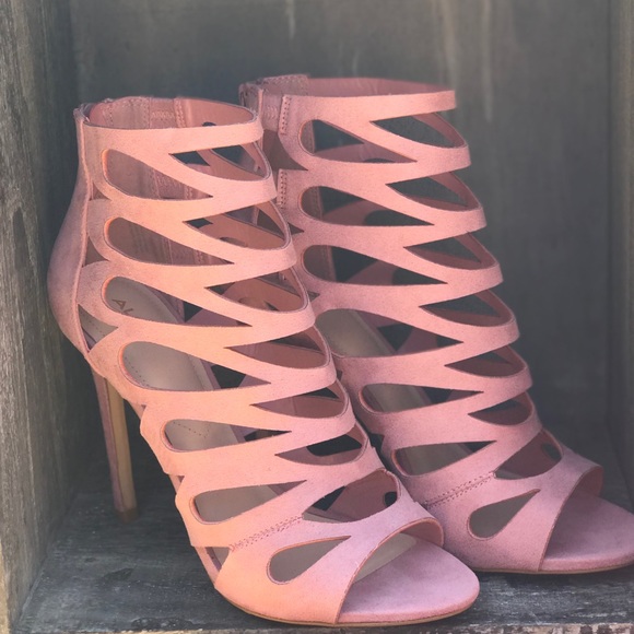 Light Pink Cut-out Caged Dress Sandals 8.5 - Picture 1 of 8